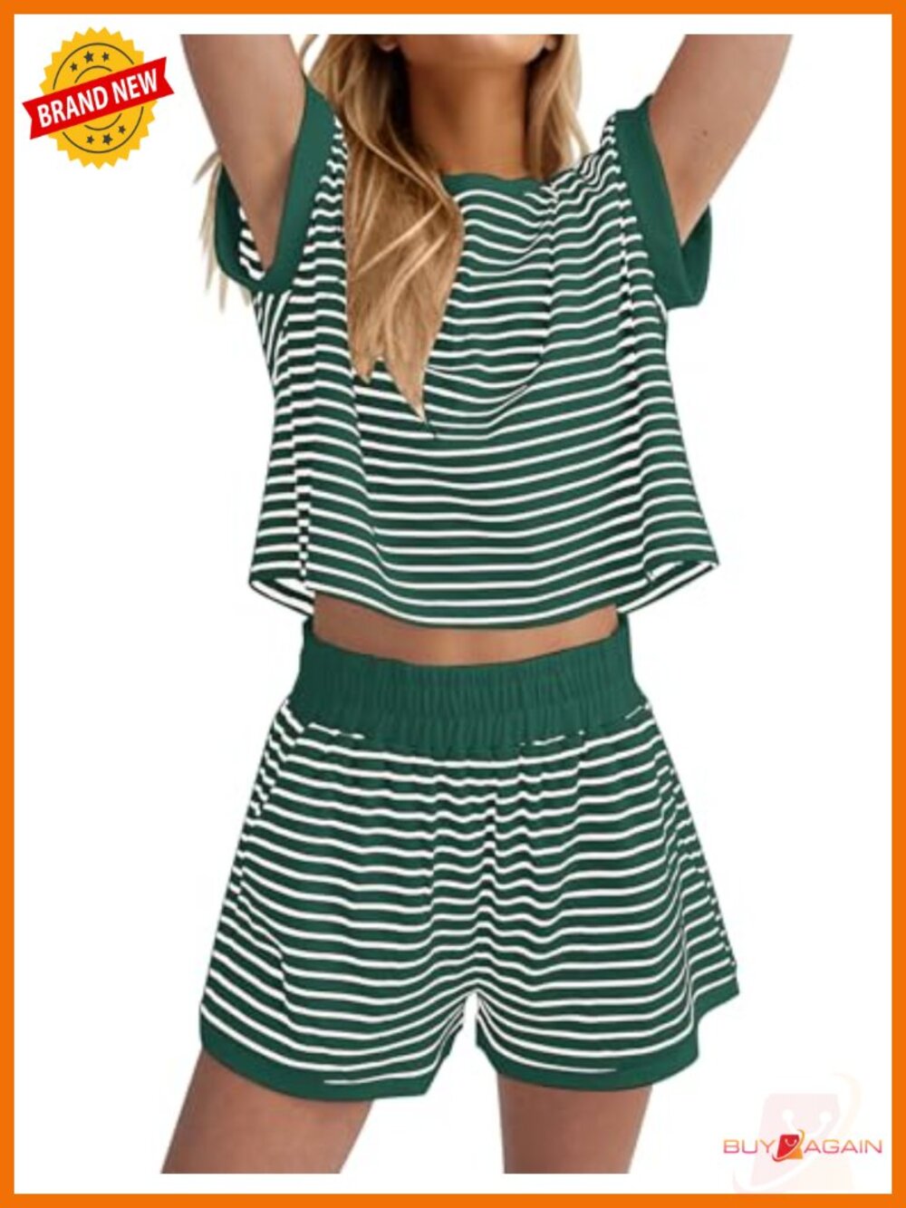 Ribbed Knit 2 Piece Shorts Lounge Set Short Sleeve Tee & Shorts Casual Summer